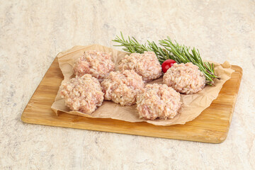 Traditional homemade raw pork meatballs