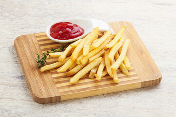 French fried potato over board