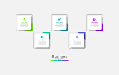 Presentation business infographic flat template colorful with 5 step