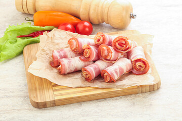 Bacon roll slice for breakfast