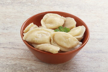Russian traditional Vareniki - dumplings with potato