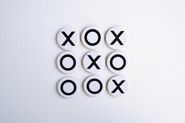 Tic-tac-toe close-up on a light background. The concept is so games for adults and children
