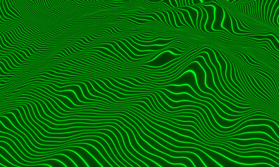 Abstract green mountain contour lines. Topographic terrain.