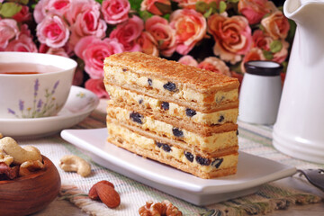 Close up of multi-layer biscuit    