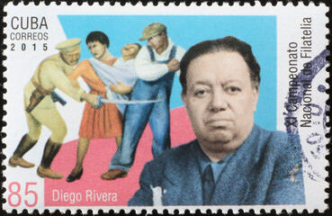 Artist Diego Rivera on cuban postage stamp