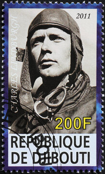 Charles Lindbergh on postage stamp