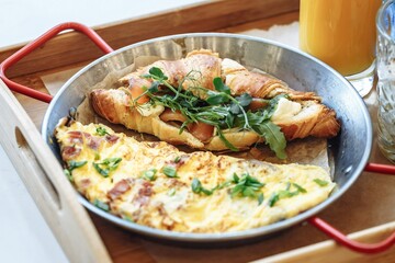 Delisious breakfast in a cafe 