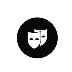Two mask icon circle black color editable. map marker theater icon.Theater icon