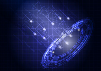 Abstract background vector of comet go into tech wheel.