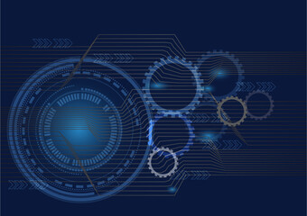Technology abstract background of tech wheel and gearwheel.