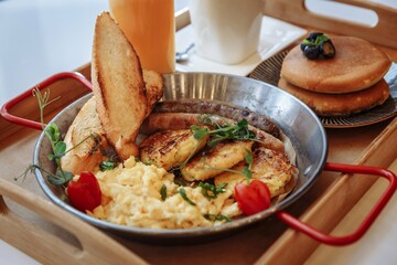 Delisious breakfast in a cafe 