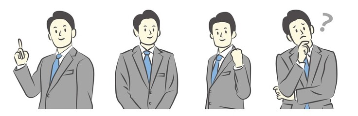 男性ビジネスマン イラストセット