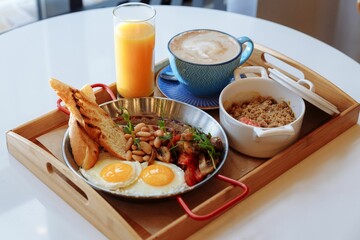 Delisious breakfast in a cafe 