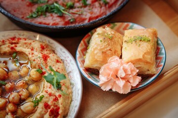 Delisious breakfast in a cafe 