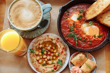 Delisious breakfast in a cafe 