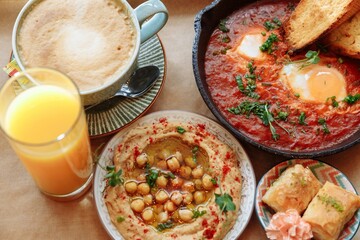 Delisious breakfast in a cafe 
