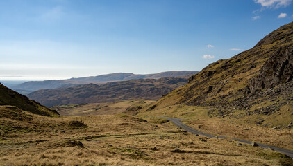 The Hardknott Pass peak in the Lake District, UK
