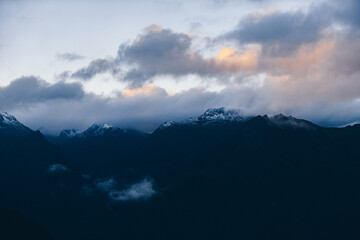 Snow covered mountain peaks