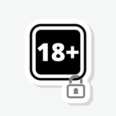 18 age restriction sign sticker isolated