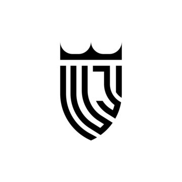 UJ crown shield initial luxury and royal logo concept