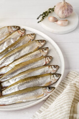 smelt raw on a plate