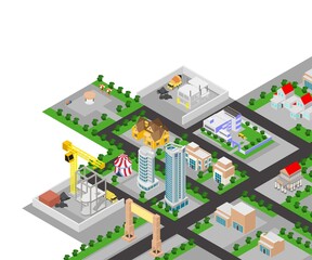 City map illustration in isometric style