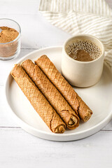 dessert tubes with boiled condensed milk