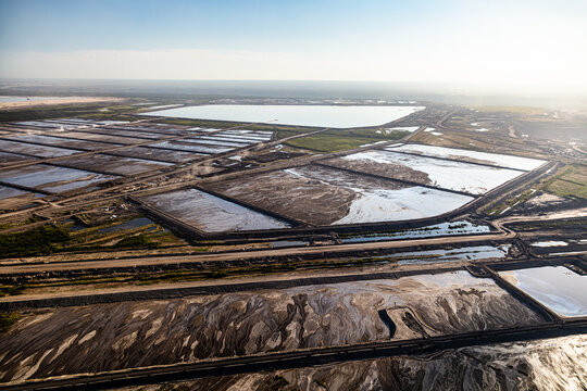 Aerial view of Ft McMurray Tailing ponds Canada