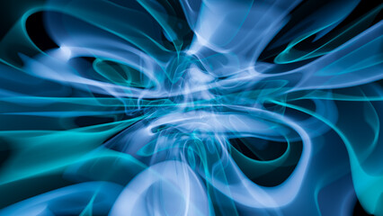 Neon blue lines on dark background. Cyberpunk futuristic backdrop. 3D-Illustration