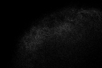 Distressed white grainy texture. Dust overlay textured. Grain noise particles. Snow effect. Rusted black background. Vector illustration, EPS 10.   