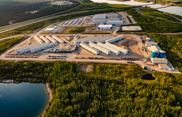 Aerial view of Oilsands workers accommodation Ft McMurray - obrazy, fototapety, plakaty
