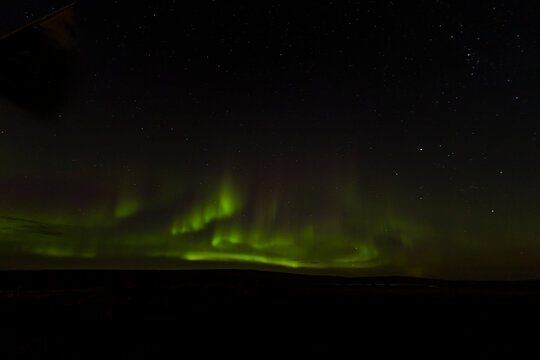 Aerial view of Aurora Borealis at night Iceland