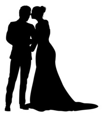 Bride And Groom Couple Wedding Dress Silhouettes
