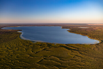 Aerial McClelland Lake and tundra Athabasca tar sands