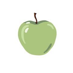Green apple, vector illustration. Green apple isolated on white background. 