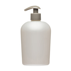 Cosmetic bottles with dispenser or sprayer isolated on white background. Bottle for ketchup, mustard, sauce. Antimicrobial liquid gel. Hand hygiene. Liquid soap. Cleaning agent.