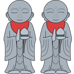 お地蔵様のイラスト（アウトラインあり）