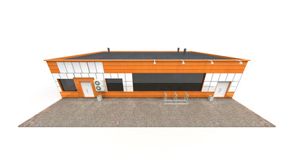 Trade pavilion render on a white background. 3D rendering