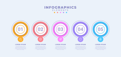 Business infographic template with five options or process