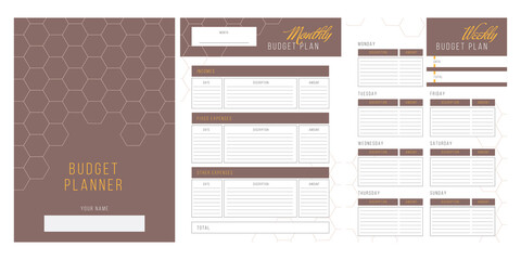 2 A set of planner memos for keeping track of expenses and budgeting. Personal monthly and weekly budget planner in a4 format. Finance, income and expenses. Ready to print.