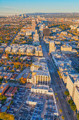 Fototapeta na wymiar Aerial of sunny Los Angeles residential suburbs California