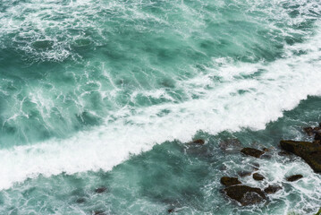 Aerial view of waves on the sea, Dondra, Sri Lanka