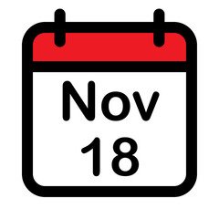 Calendar icon with eighteenth November
