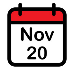Calendar icon with twentieth November