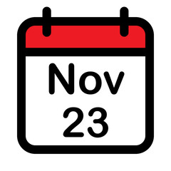 Calendar icon with twenty third November