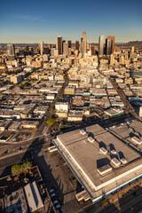 Aerial view of Los Angeles city skyscrapers USA