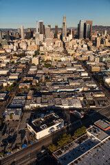 Fototapeta premium Aerial view over Los Angeles skyline Southern California
