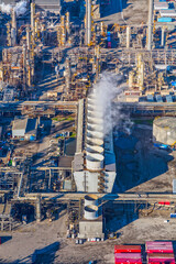 Aerial view oil storage tanks a petrochemical plant