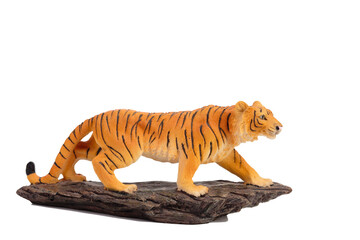 A tiger figurine made of plastic.