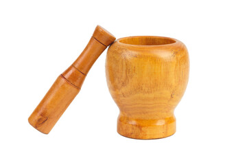 Handmade wooden mortar for grinding spices.